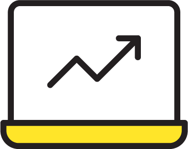 Icon of a computer with a growth arrow on the computer