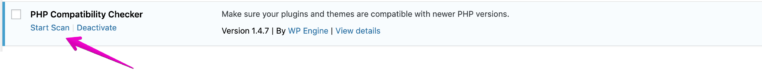 PHP compatibility checker scan site option